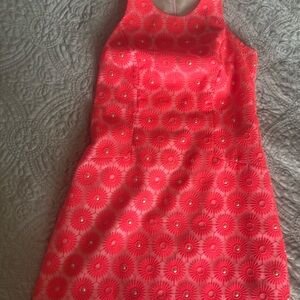Lilly Pulitzer Neon Coral Floral Eyelet Shift